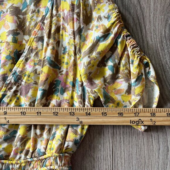 Free People Forget Me Not Yellow Mini Dress Size 0 Floral Boho - Picture 9 of 15